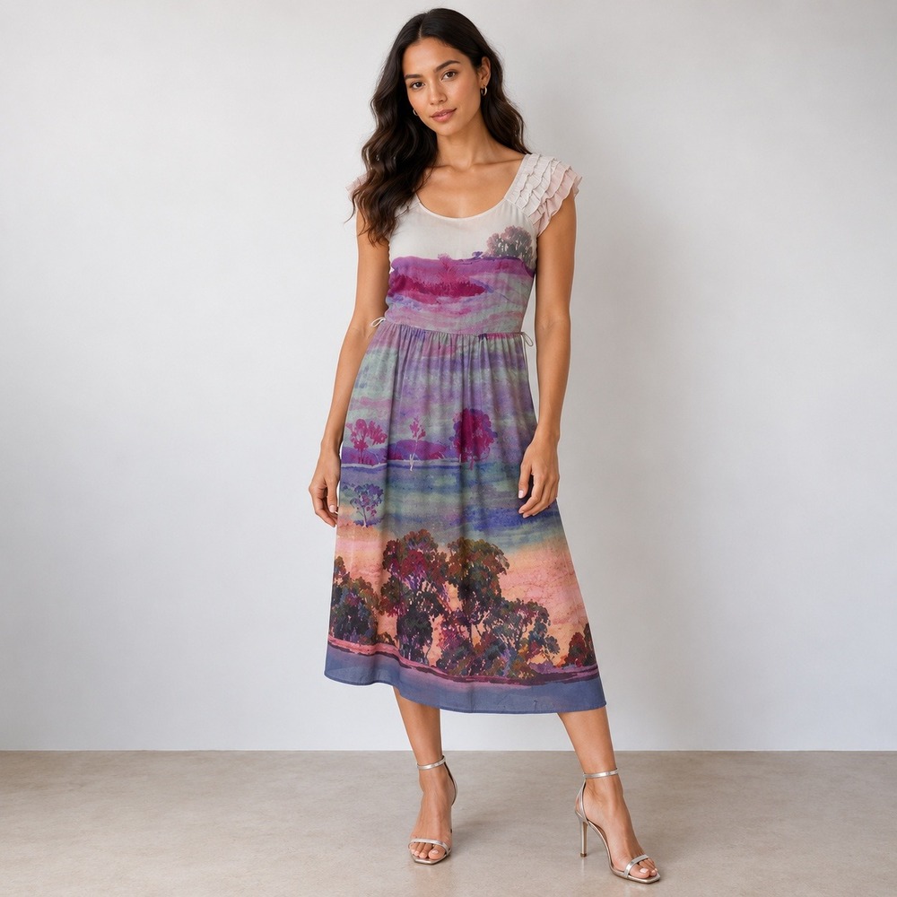 Anthropologie Moulinette Soeurs Violet Gloaming Silk Dress | Size 2